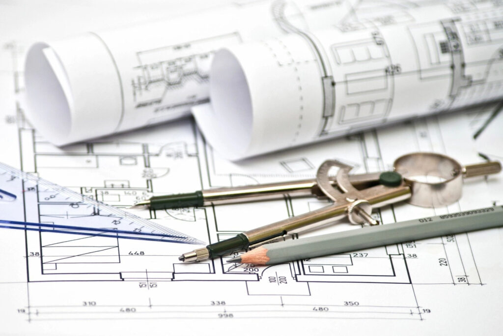 Landscape design and planning drawings used to guide construction